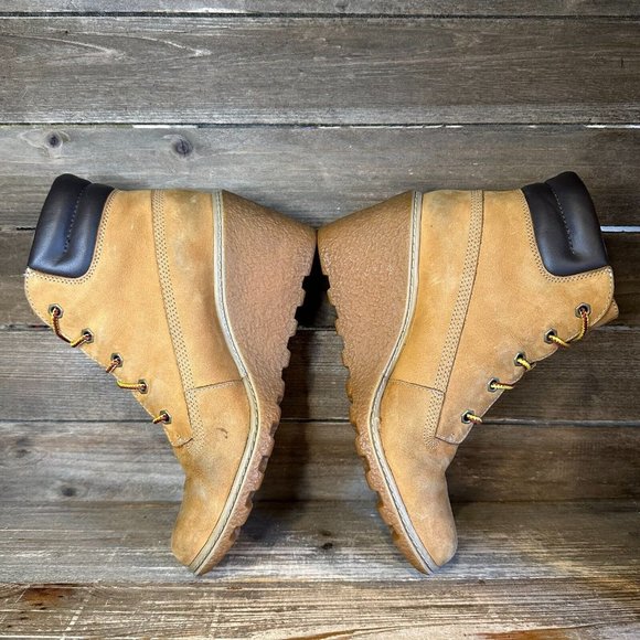Womens Timberland Amston Wheat Nubuck‎ Leather Wedge Heeled Ankle Boots Size 7 M - Picture 4 of 6